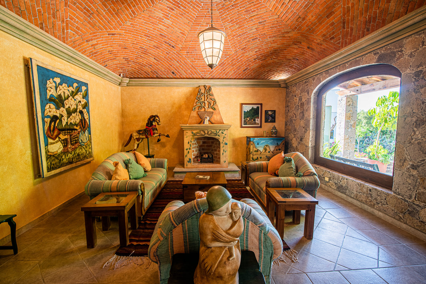 Living room with chimney