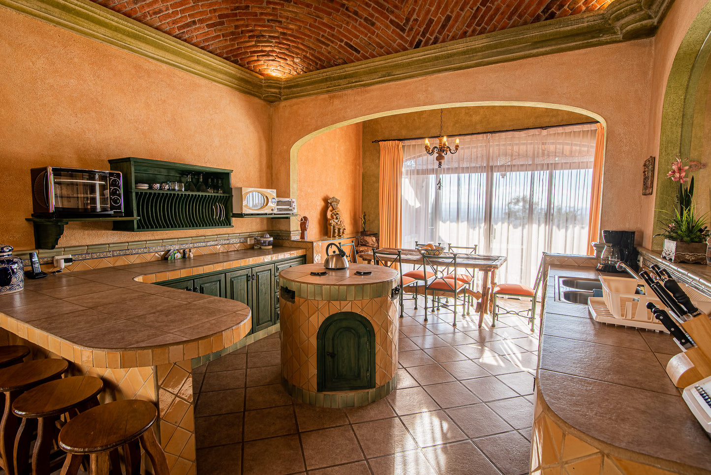 View of dining room and panoramic outdoor terrace