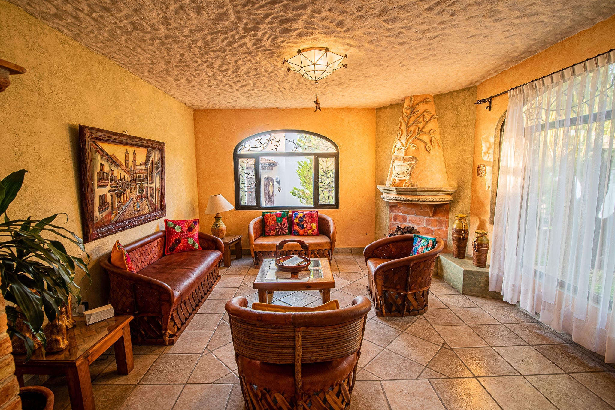 Living room with chimney